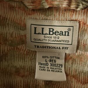 Vintage L.L. Bean Cotton Shirt in Muted Orange and Green, short Sleeve